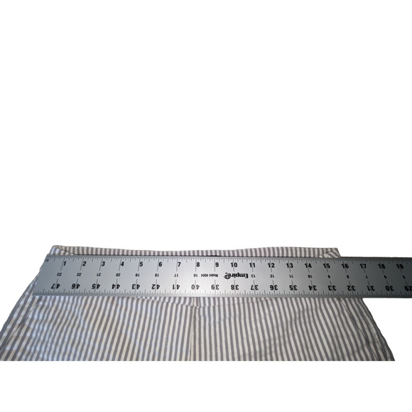 Jones New York Womens 12 Gray White Pants Vertical Stripes Cropped Eye Hook - Picture 4 of 13